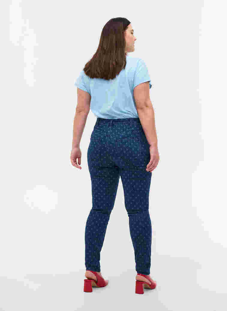 Super slim Amy jeans med printdetaljer, Dark blue, Model image number 1