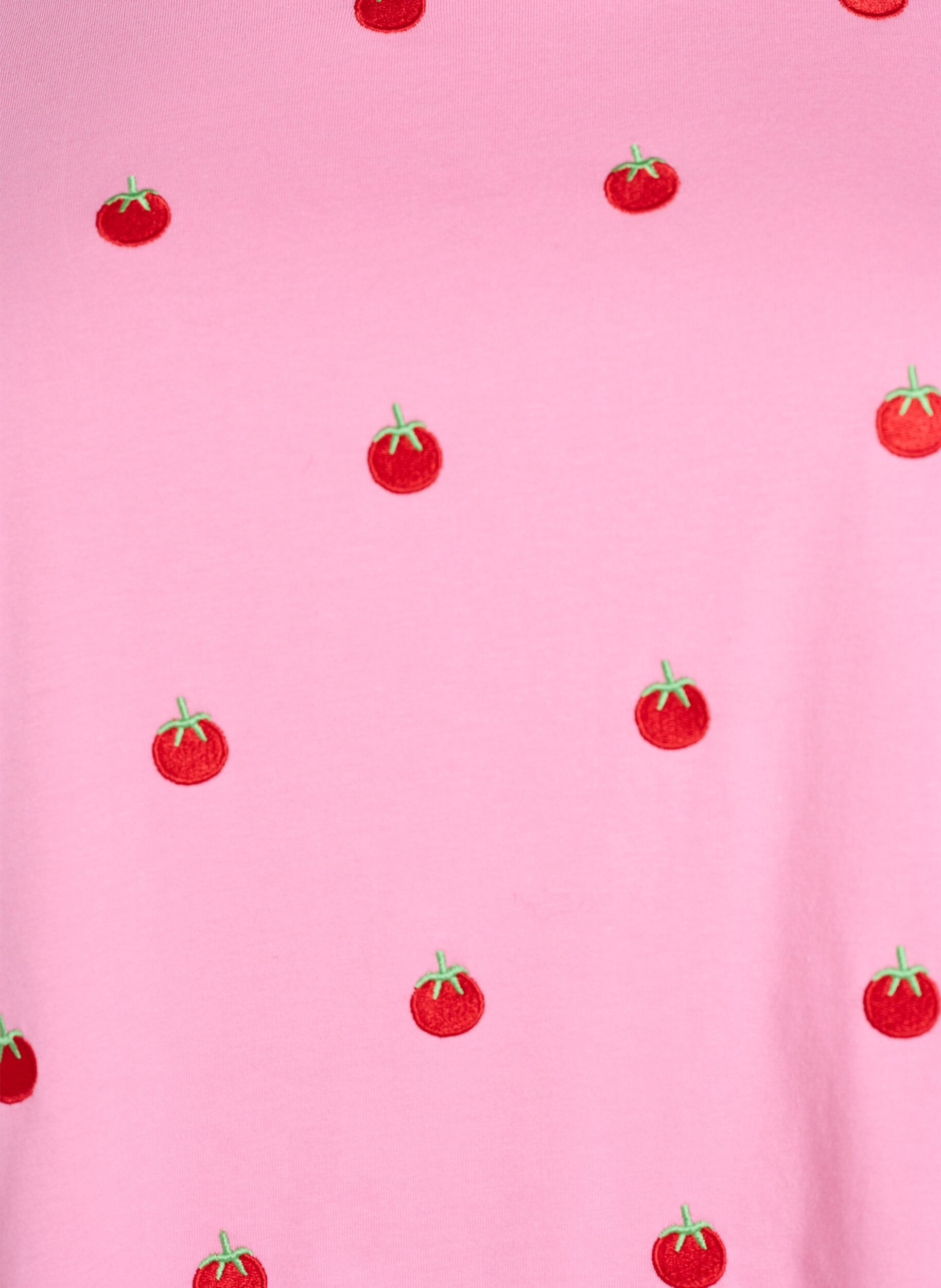 ZizziT-shirt i &oslash;kologisk bomuld med broderede motiver, Lyser&oslash;d, Packshot image number 2