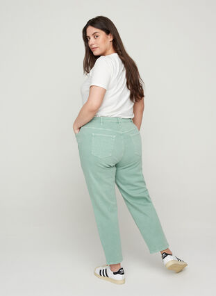 Mom fit Mille jeans i bomuld, Chinois Green, Model image number 1