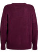 Strikbluse med V-formet ribm&oslash;nster og slidser, Lilla, Packshot image number 1