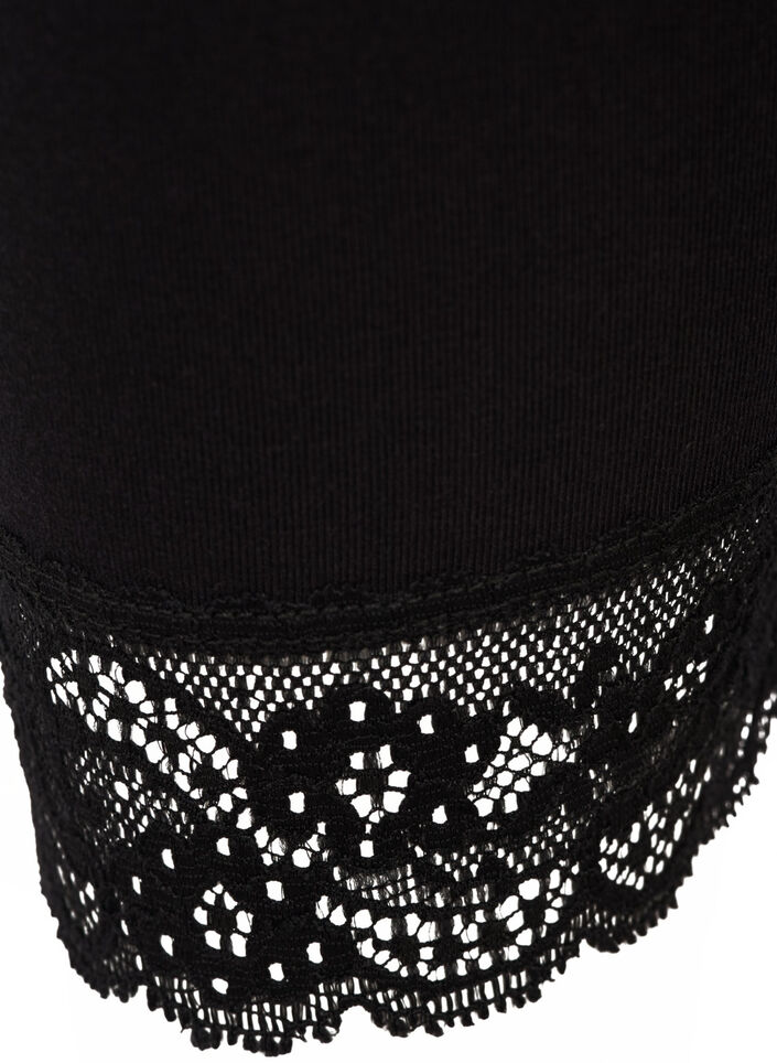 Basis 3/4 leggings med blondekant, Sort, Packshot image number 2