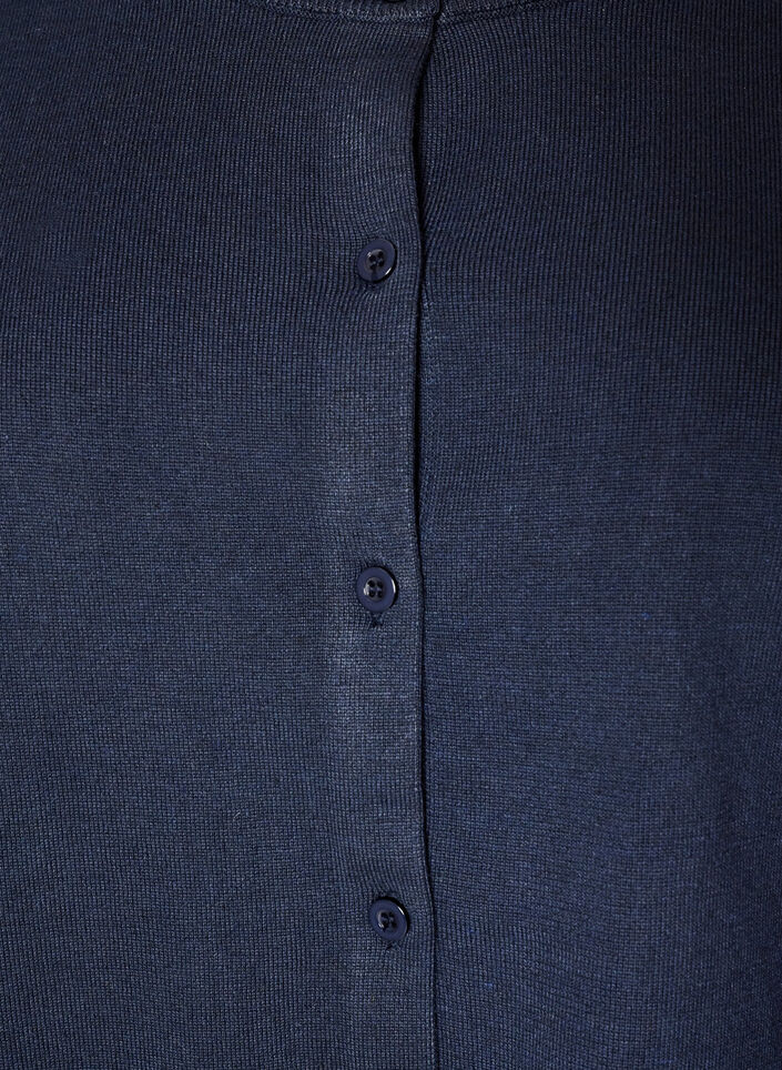 Finstrikket cardigan med rund hals, Bl&aring;, Packshot image number 2