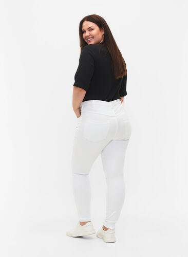 Super slim Amy jeans med høj talje, White, Model image number 1