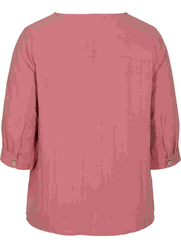 Viskose bluse med knapper og v-hals, Withered Rose, Packshot image number 1