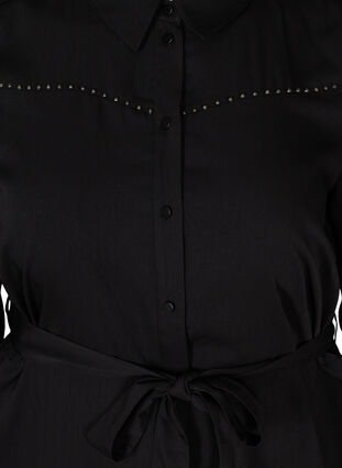 Tunika med bindebånd og nitter, Black, Packshot image number 2