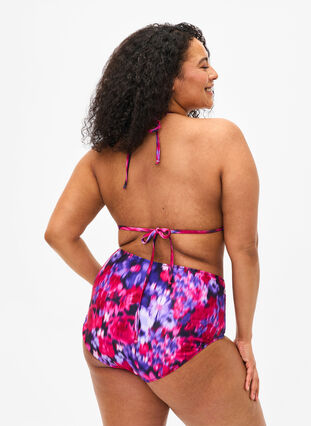 Bikini underdel med print og høj talje , Pink Flower AOP, Model image number 1