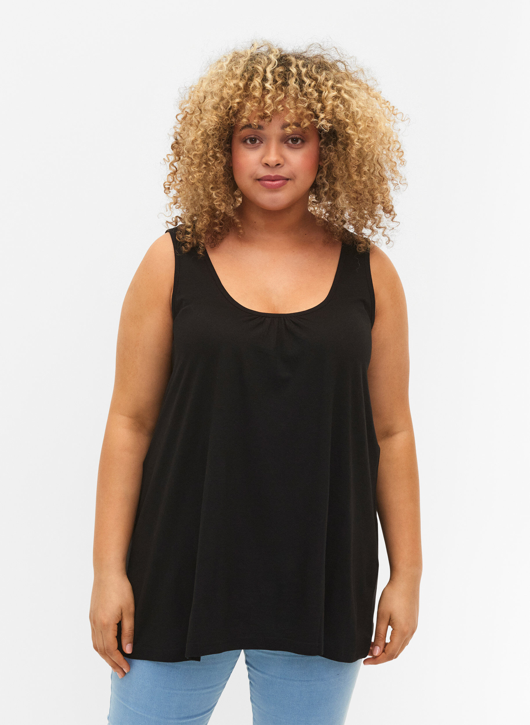 ZizziTop med a-shape og rund hals, Black, Model image number 0