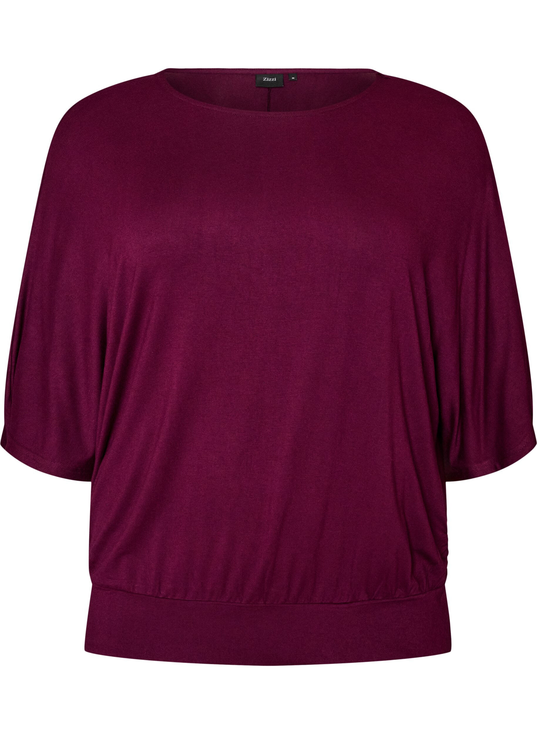 ZizziJerseybluse med albuelange &aelig;rmer og balloneffekt, Lilla, Packshot image number 0