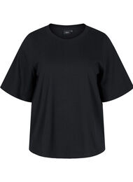Bomulds bluse med brede 2/4 ærmer, Black