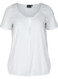 Kortærmet t-shirt med rund hals og blondekant, Bright White