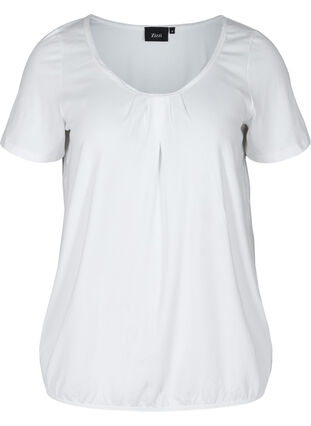 Kortærmet t-shirt med rund hals og blondekant, Bright White, Packshot image number 0