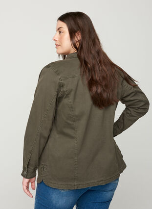 Kort jakke i bomuld, Army Green, Model image number 1