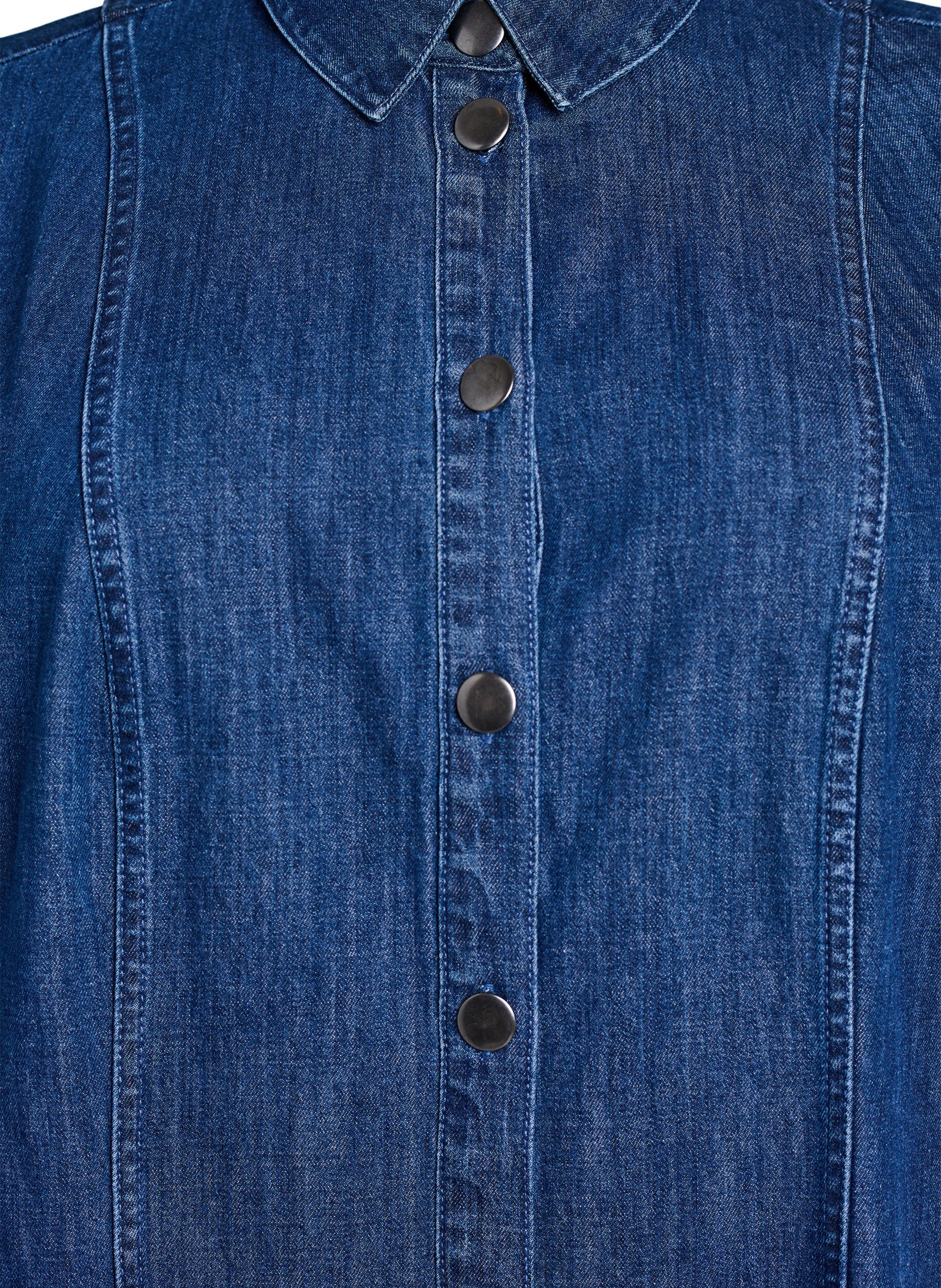 ZizziMidilang skjortekjole i denim, Bl&aring;, Packshot image number 2