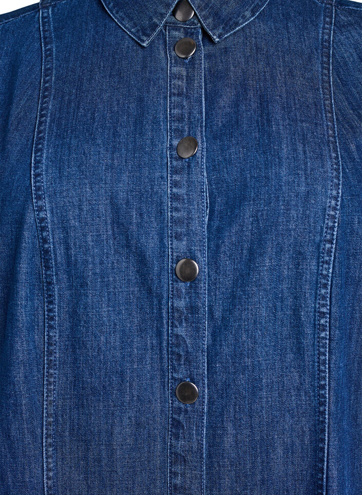 Midilang skjortekjole i denim, Bl&aring;, Packshot image number 2