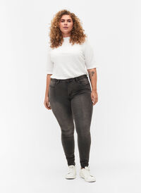 Super slim Amy jeans med høj talje, Dark Grey Denim, Model