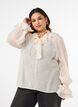 Bluse i viskose med fl&aelig;ser og lange &aelig;rmer, Vanilla, Model image number 0