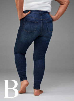 Super slim jeans med høj talje, Dark Blue, Model image number 5