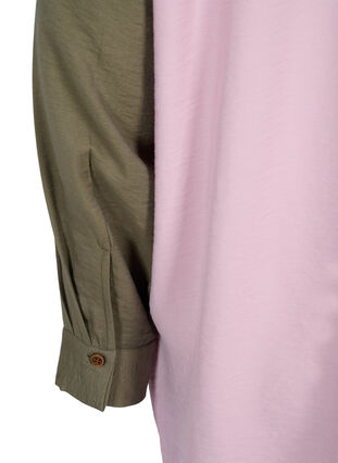 Color-block skjorte i viskosemix, Pink Blocking, Packshot image number 2