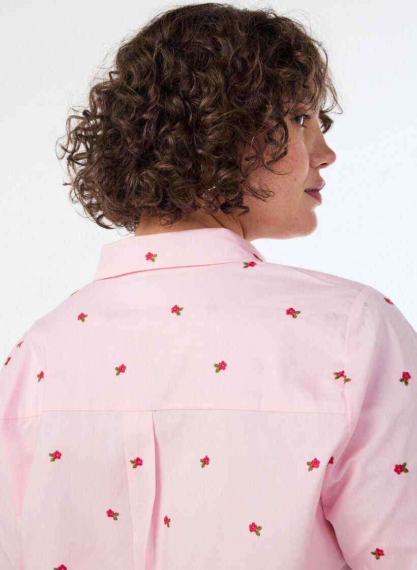Skjorte med broderede blomster, Lyser&oslash;d, Model image number 3