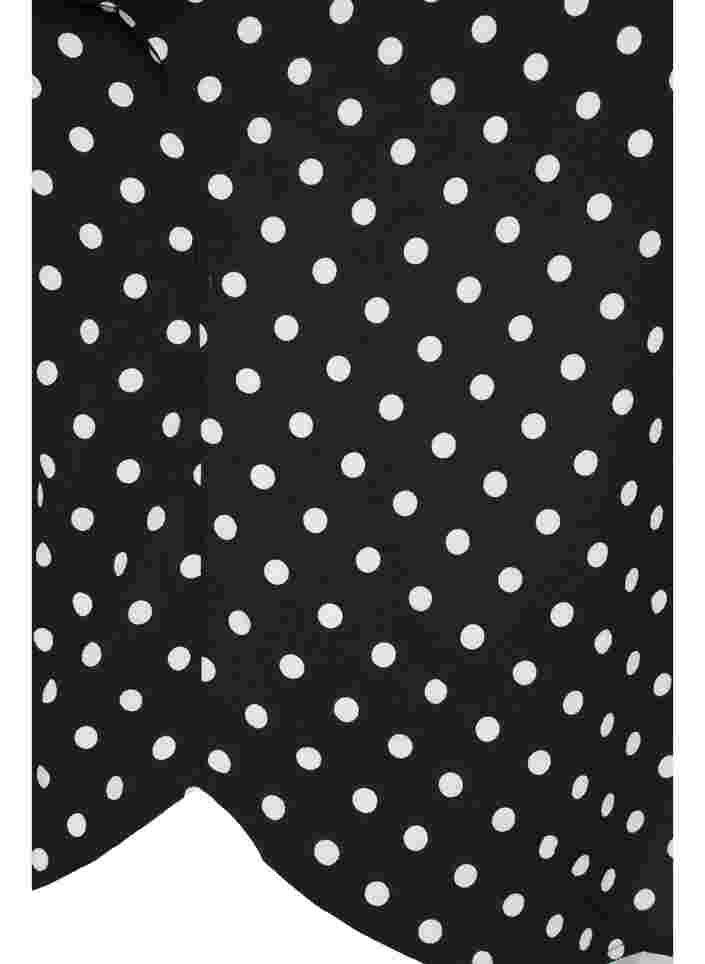 Bluse med korte ærmer og rund halsudskæring, Black w White Dot, Packshot image number 3