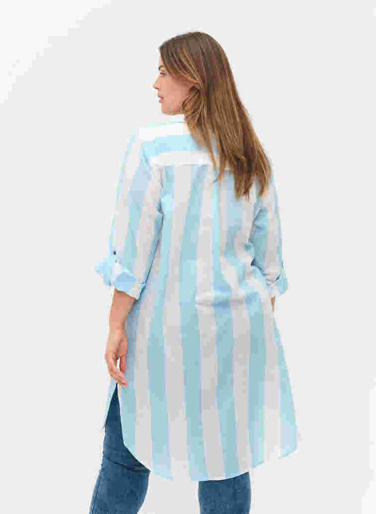 Stribet bomuldsskjorte med 3/4 ærmer, Blue Bell Stripe, Model