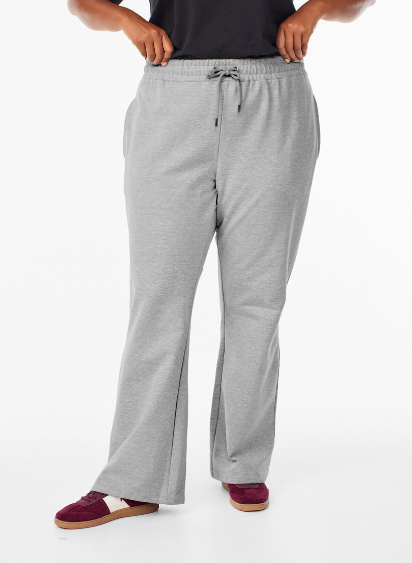 Flare sweatpants med høj talje, Grå, Model image number 2