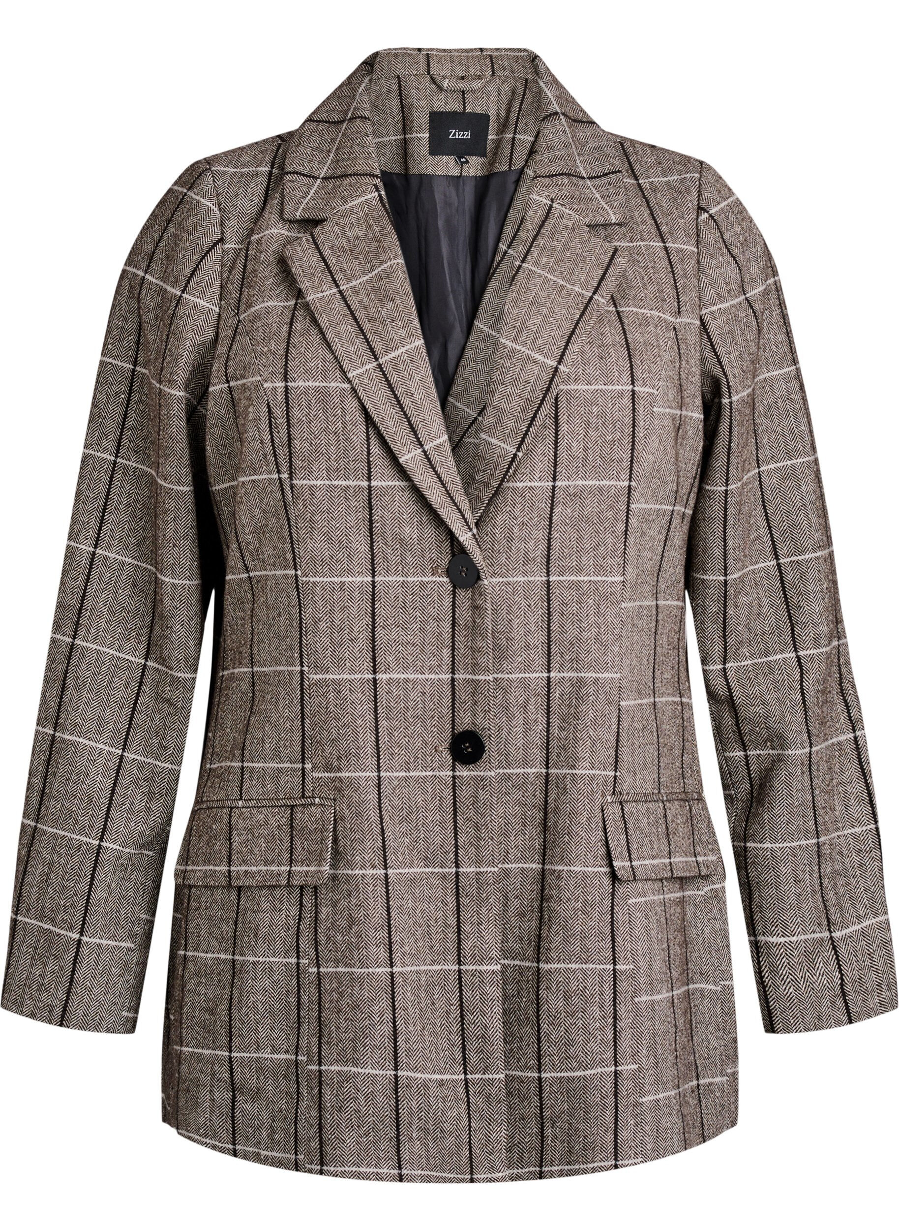 Klassisk blazer med ternet m&oslash;nster