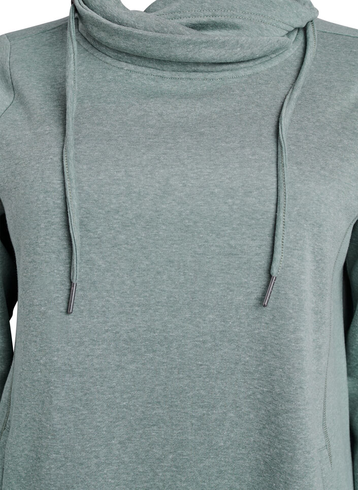 FLASH - Kort sweatkjole med høj krave og lommer, Grøn, Packshot image number 2