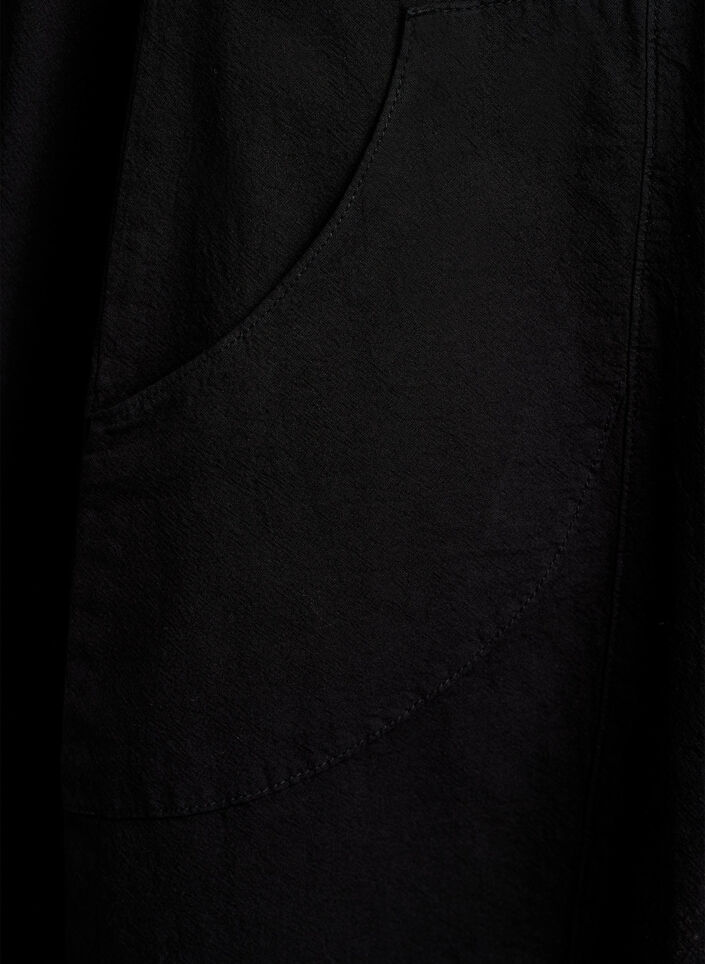 Kort&aelig;rmet kjole i bomuld, Sort, Packshot image number 3
