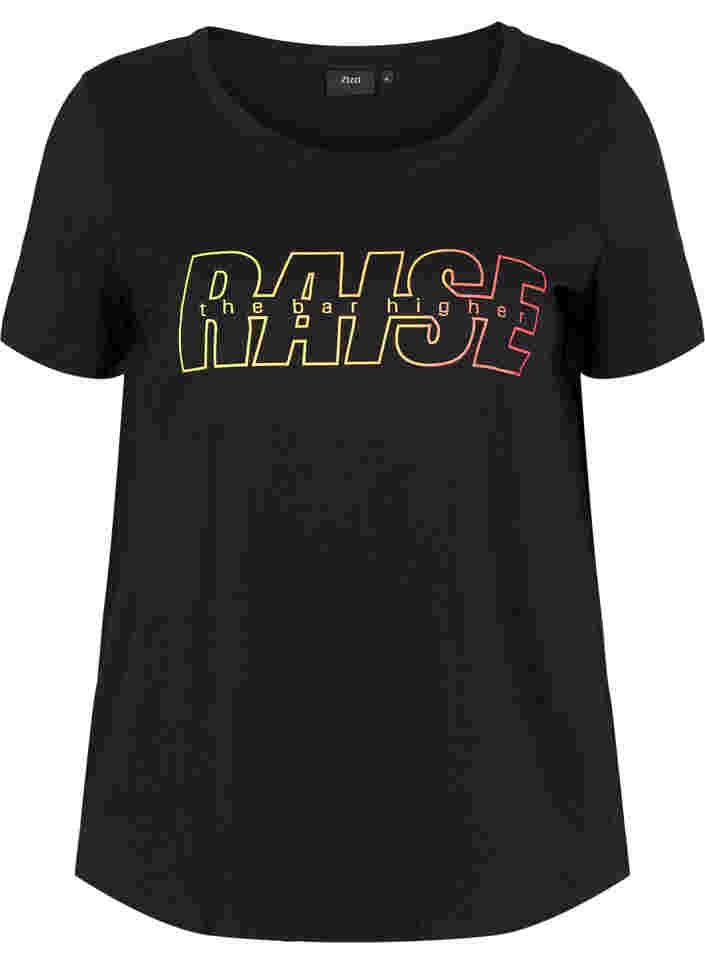 Trænings t-shirt med print, Black w. Raise, Packshot image number 0