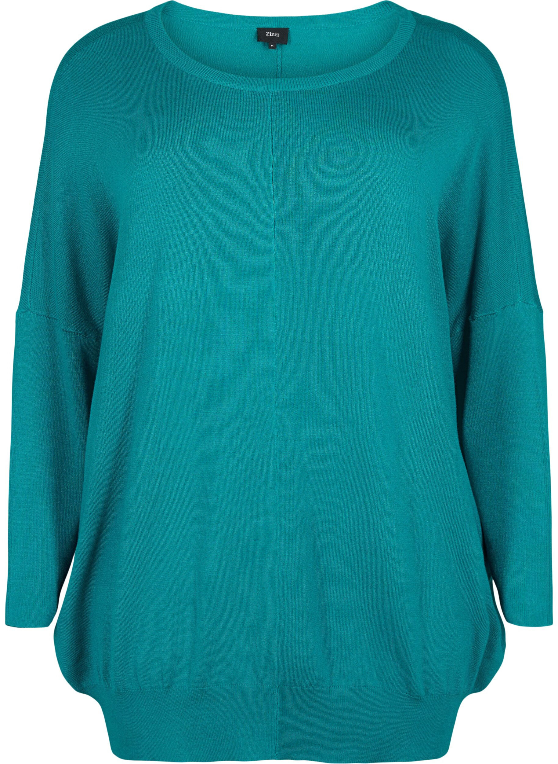 Zizzi Strikket tunika i viskoseblanding, Deep Lake, Packshot image number 0