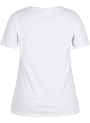 Ensfarvet basis t-shirt i bomuld, Bright White, Packshot image number 1