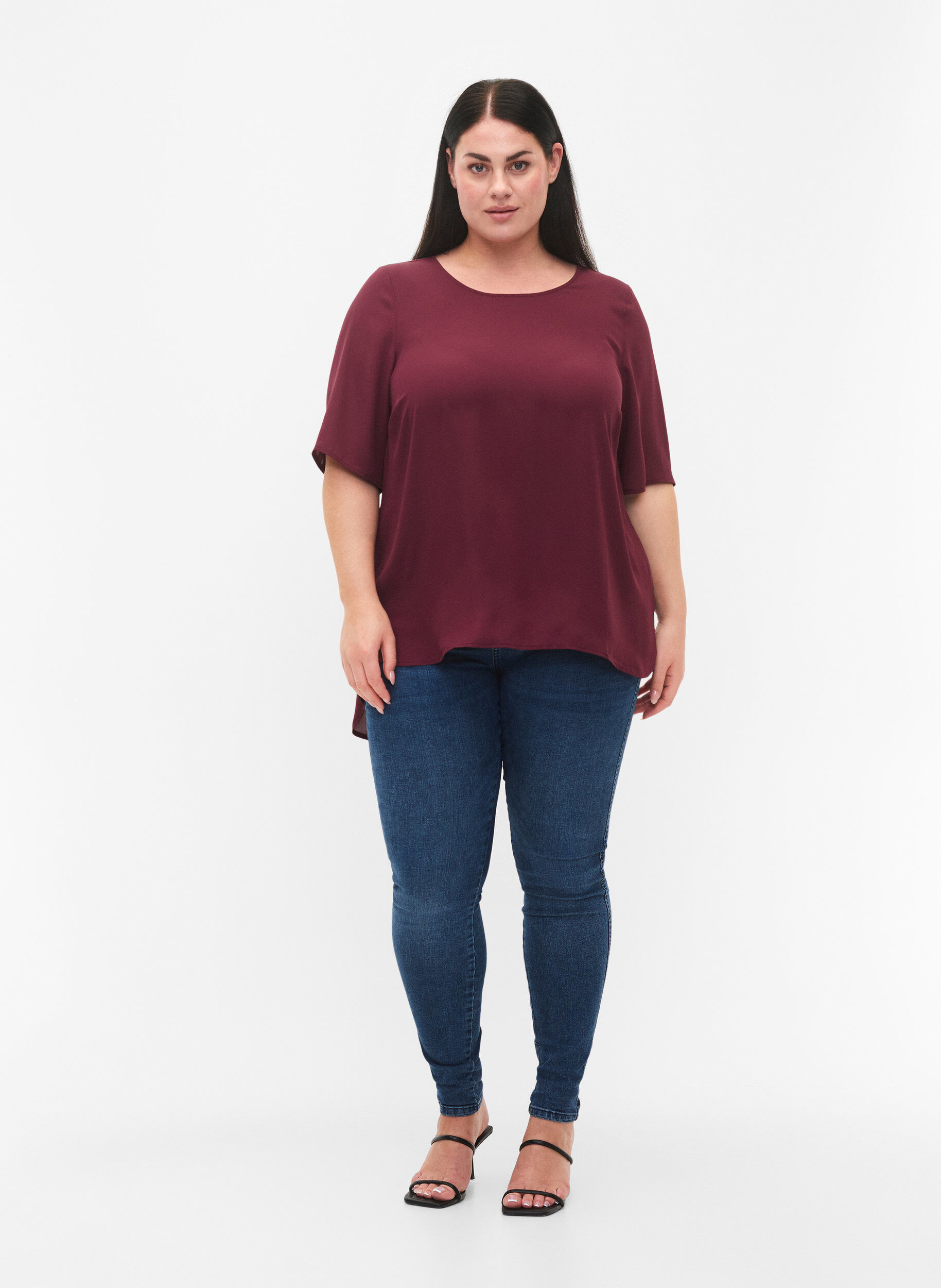 Zizzi Bluse med kryds p&aring; ryggen, Port Royal, Model image number 2