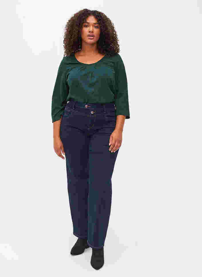 Regular fit Gemma jeans med høj talje, Blue denim, Model