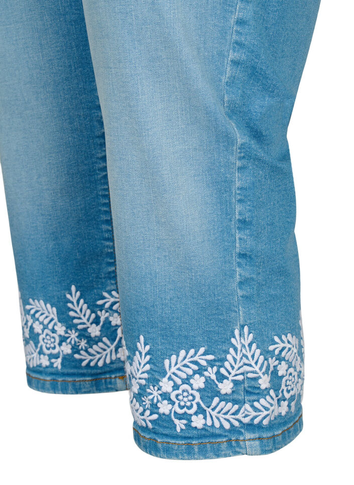 Højtaljede Amy knickers med broderi, Light blue denim, Packshot image number 3