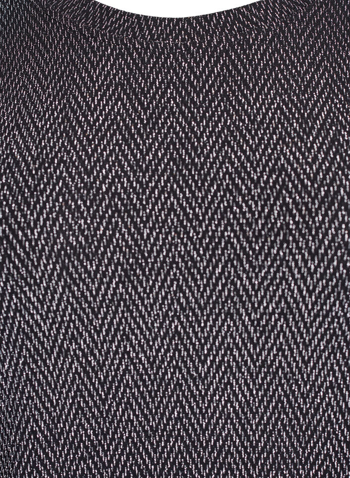 Bluse med sildebensm&oslash;nster og glittertr&aring;d, Sort, Packshot image number 2