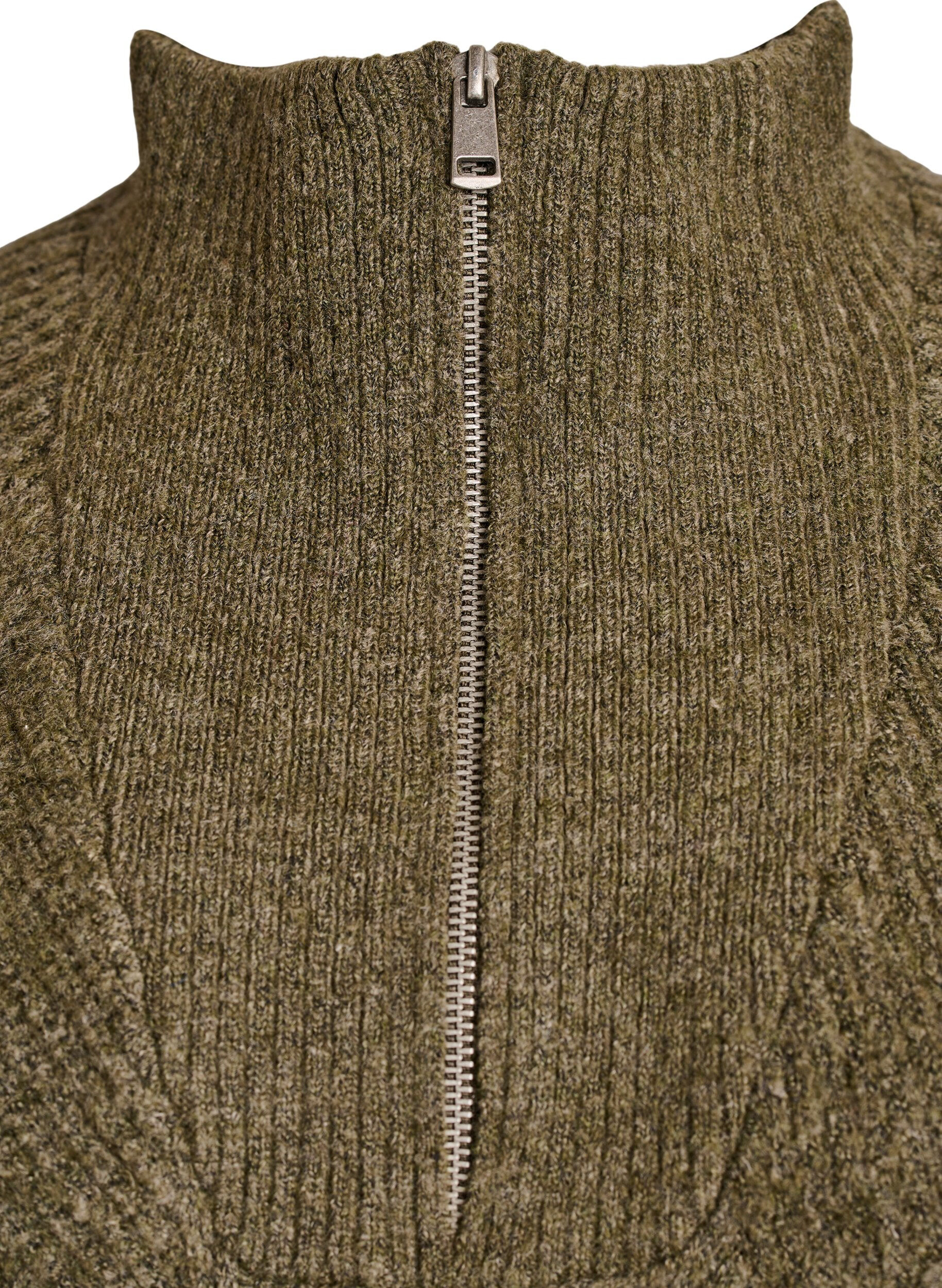 ZizziKn&aelig;lang strikkjole med h&oslash;j hals, Gr&oslash;n, Packshot image number 2