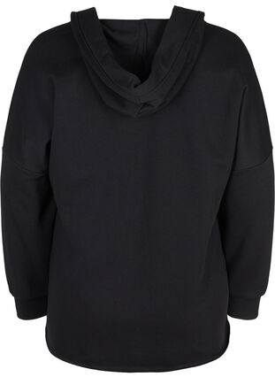 Sweatshirt med hætte og slids, Black, Packshot image number 1
