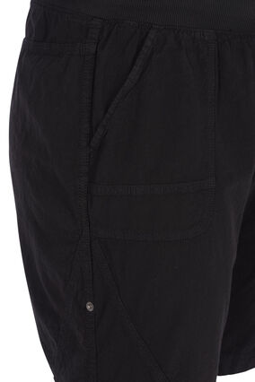 Løse shorts i bomuld med lommer, Black, Packshot image number 2