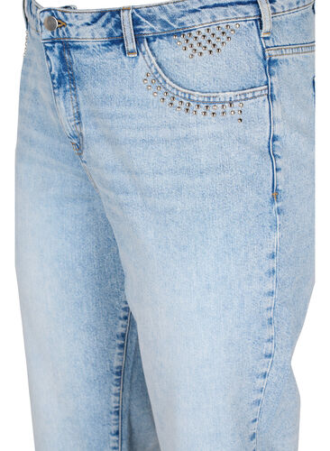 Cropped Vera jeans med nitter, Light blue denim, Packshot image number 2