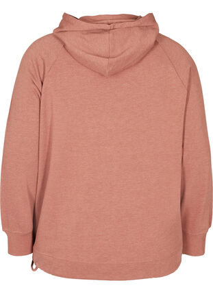 Meleret sweatshirt med hætte og lomme, Cognac Melange, Packshot image number 1