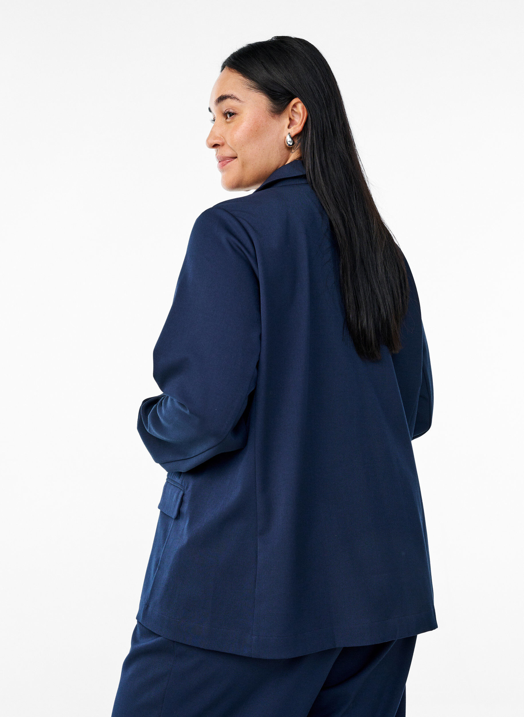 Zizzi &Aring;ben blazer med lommer, Bl&aring;, Model image number 2