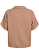 Skjortebluse i bomuldsmusselin med korte &aelig;rmer, Brun, Packshot image number 1
