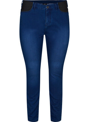 Super slim Amy jeans med elastik i taljen, Dark blue, Packshot image number 0
