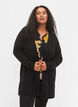 Strikket cardigan med slids og rib, Black, Model image number 0