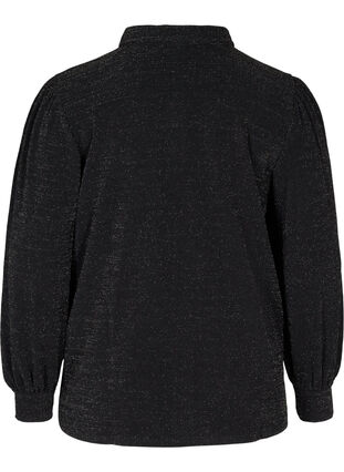 Skjorte med glimmer og pufærmer, Black, Packshot image number 1