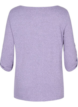 Bluse med knapper og 3/4 ærmer, Purple Melange, Packshot image number 1
