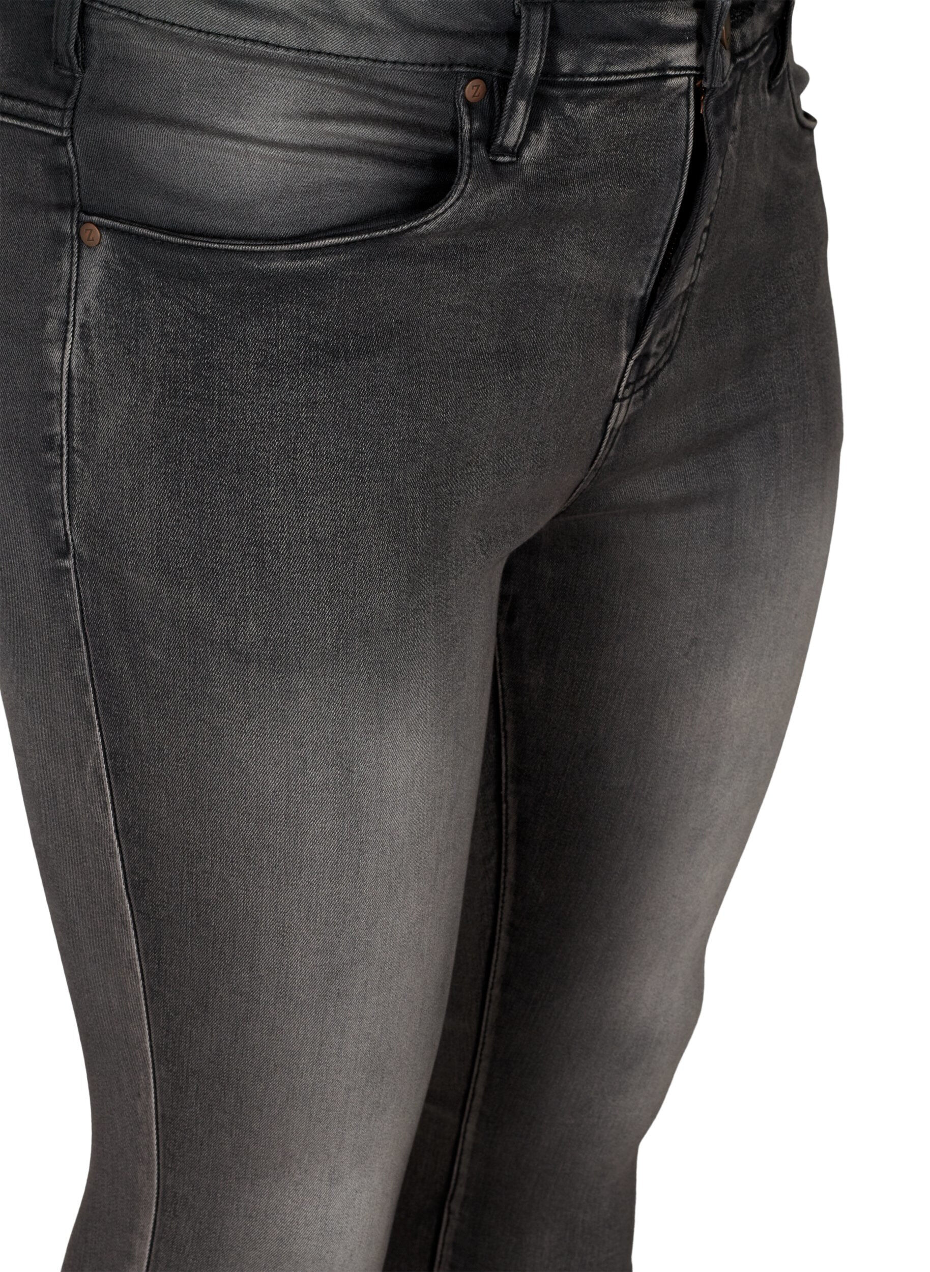 ZizziSuper slim Amy jeans med h&oslash;j talje, Dark Grey Denim, Packshot image number 2