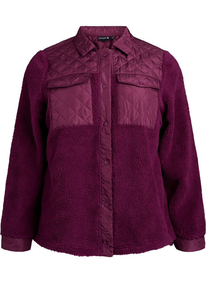 Fleecejakke med quiltede detaljer, Rød, Packshot image number 0