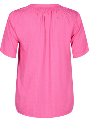 Kortærmet viskose bluse med v-hals, Shocking Pink, Packshot image number 1